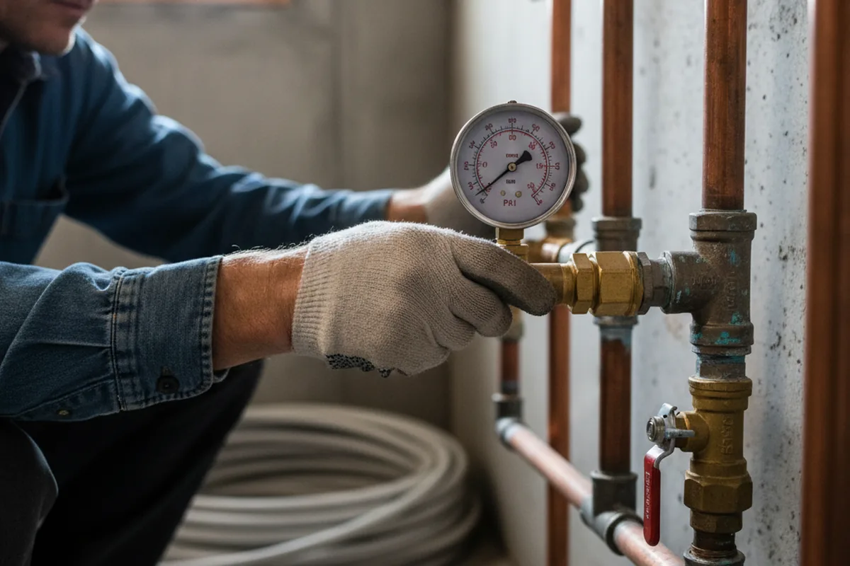 Pressure testing a repaired line during Water Line Repair in Southern Pines